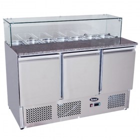 MEUBLE A PIZZAS GN1/1 - 3 PORTES - PLAN DE TRAVAIL : 340 mm