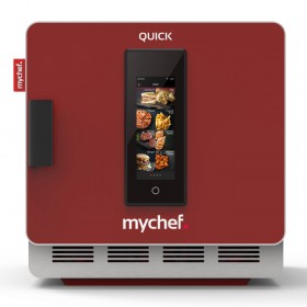Four Mychef Quick 1T de couleur rouge, convection et air chaud pulsé, commande tactile, installation et utilisation facile.
