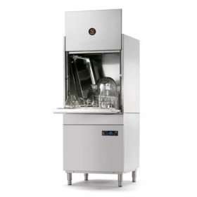 Lave-batterie avec condenseur de buées Sammic UX-600V. Lave-ustensiles professionnel économe en eau, tout inox, panier 60x35 cm.