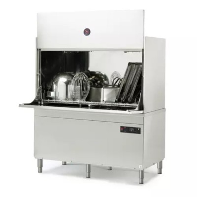 Lave-batterie avec condenseur de buées Sammic UX-1300V. Econome en eau, tout inox, panier 132x70 cm, hauteur utile 82 cm.