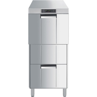 Lave-vaisselle rehaussé SMEG, frontal, panier 50x50. Série Easyline, modèle SPF516 ou option adoucisseur SPF516S.