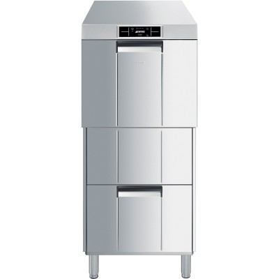 Lave-vaisselle rehaussé SMEG, panier 50x50, hauteur utile 40 cm. Série tactile Pura, modèle SPF526 ou avec adoucisseur SPF526S.