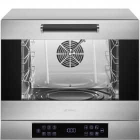 Four SMEG multifonction avec 5 niveaux d'humidification réglables. Four professionnel ALFA43XE1HDS pour 4 plaques 435x320 mm.