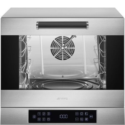 Four SMEG multifonction avec 5 niveaux d'humidification réglables. Four professionnel ALFA43XE1HDS pour 4 plaques 435x320 mm.