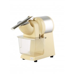 Râpe électrique Santos n°02 appréciée des crèmeries, supermarchés, pizzerias et pâtisseries pour râper fromages et fruits secs.