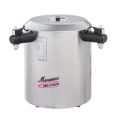 Machine réfrigérée à chantilly 2 becs verseurs en inox pour utilisation professionnelle. Nettoyage automatique simple et rapide.