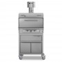 Four à braise Premium 50 couverts avec soubassement sur roues, tiroir chaud et rangements, finition acier inoxydable.