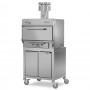 Four à braise Classic 50 couverts avec soubassement à grand rangement fermé sur 4 roues dont 2 à frein, finition acier inox.