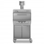 Four à braise Classic 50 couverts avec soubassement à grand rangement fermé sur 4 roues dont 2 à frein, finition acier inox.