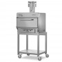 Four à braise Essential 50 couverts avec soubassement ouvert à plateau bas sur roues, finition inox.
