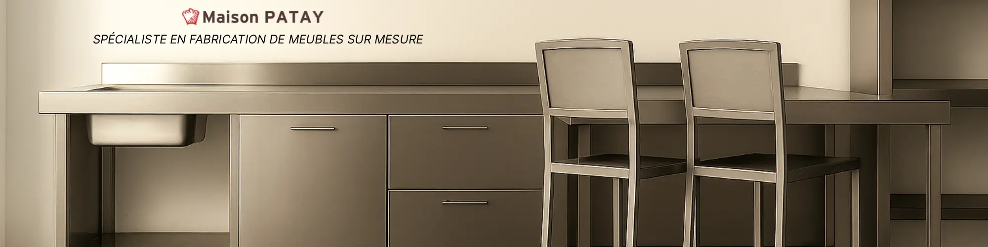 Pour tout projet de meuble inox sur mesure, ayez le réflexe Maison Patay ! Fabrication française : table inox sur mesure, meuble inox professionnel unique...